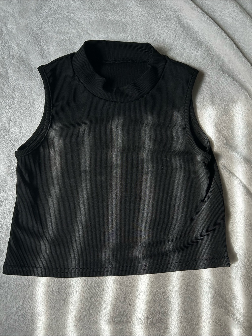 Classic Black Sleeveless Mock Neck Top